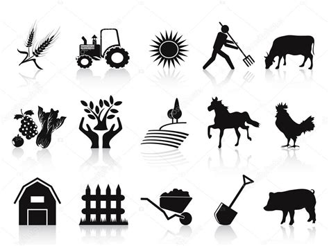 Black Farm And Agriculture Icons Set Stock Vector Image By ©huhulin