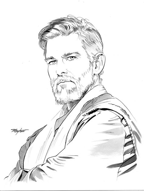 Original OBI WAN KENOBI Head Sketch W B Star Wars Drawings Obi