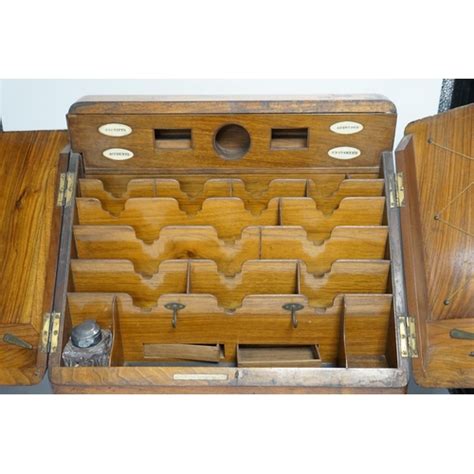 A Victorian Walnut Stationery Box With Pull Out Writing Slope Ivory