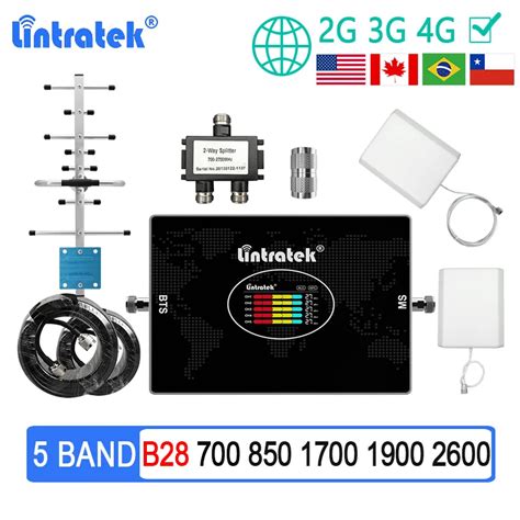 Lintratek 5 Band Cellular Signal Booster LTE B28 700 850 1700 1900 2600