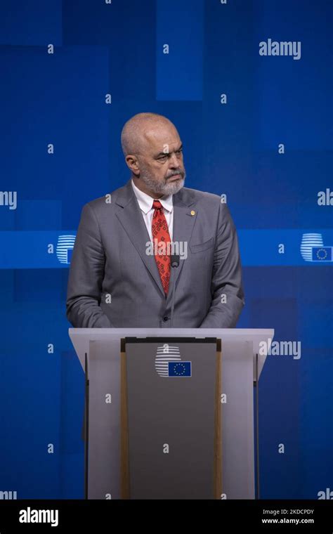 Edi Rama Prime Minister Of Albania As Seen Talking To The Media And