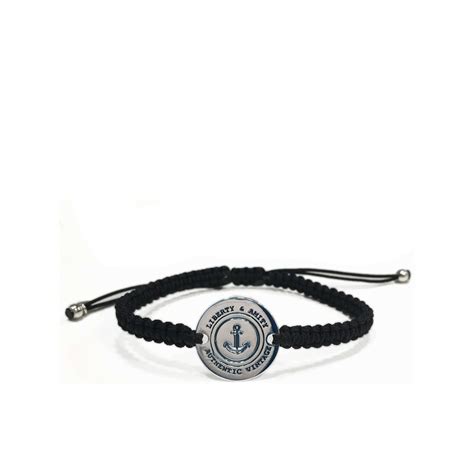 Bracelet Homme Médaille Marine en Argent sur Cordon Arma Blu