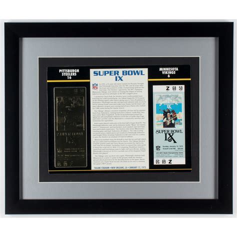 Commemorative Super Bowl IX 16x19 Custom Framed Score Card Display With