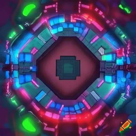 Dandd Map Of A Disco Arena With Neon Green Red And Blue Floor Lights On