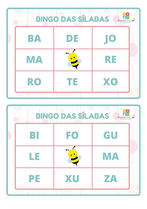 Combo Bingo Das Letras S Labas E Palavras Educa Market