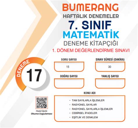 7 SINIF MATEMATİK 1 DÖNEM TEKRAR DENEMESİ BUMERANG Ramazan AKKUŞ