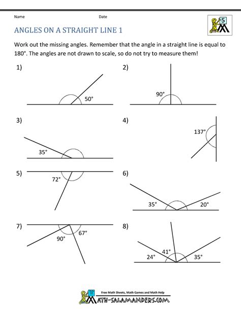 Angles On A Straight Line 1 Angles Worksheet Geometry Worksheets Measuring Angles Worksheet