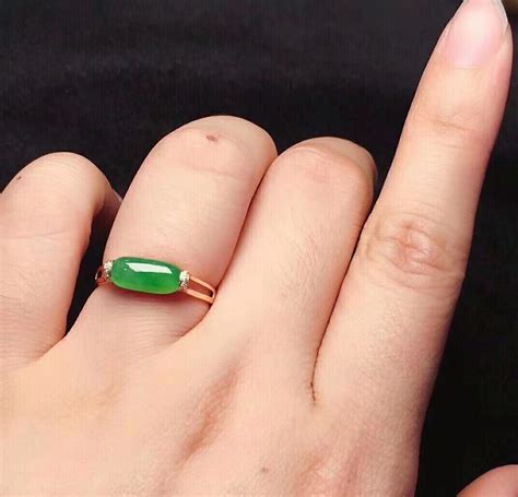 High Grade Natural Jadeite Ring Ice Species Pure Green Jadeite Ring K