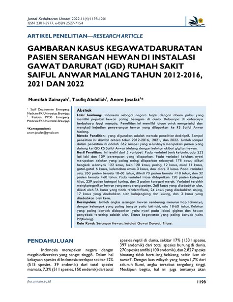 PDF GAMBARAN KASUS KEGAWATDARURATAN PASIEN SERANGAN HEWAN DI