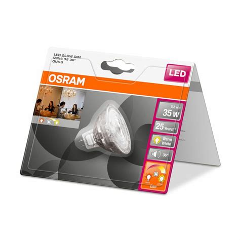 Osram Led Glas Reflektor Mr16 5 2w 35w Gu5 3 12v 350lm Glowdim Warm