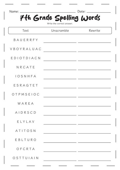 Sixth Grade Spelling Words Worksheets Grade Spelling Spelling