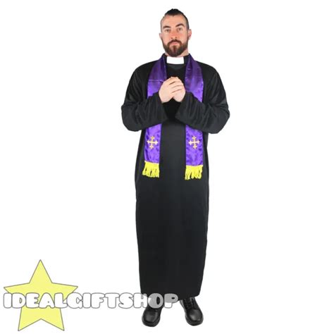 Mens Priest Costume Vicar Religious Fancy Dress Stag Do Robe And Satin Scarf £1499 Picclick Uk