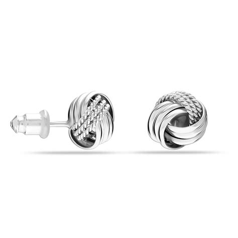 LeCalla 925 Sterling Silver Light Weight Italian Design Love Knot Push