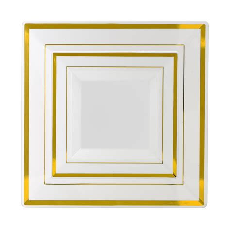 Square Whitegold Rimmed Plates Unique Tableware