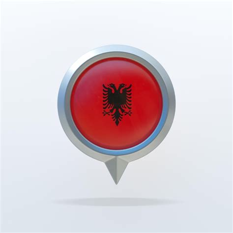 Premium Photo Metal Icon Of The National Flag Of Albania With A