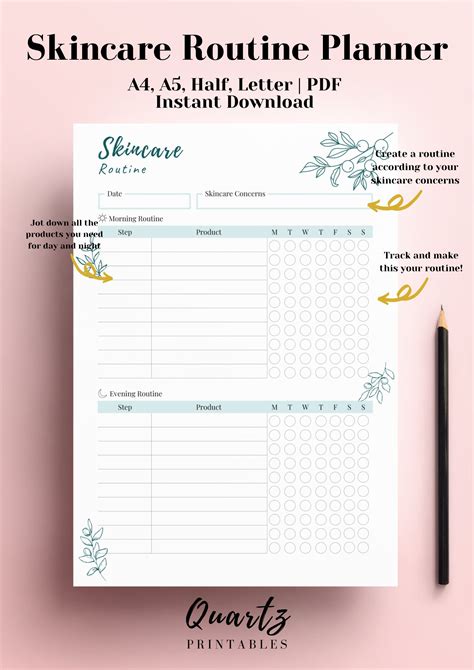 Skincare Checklist Skincare Routine Planner Skincare Tracker