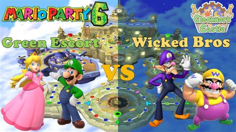 Mario Party Peach Luigi Vs Wario Waluigi Clockwork Castle