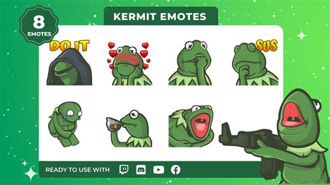 Kermit The Frog Twitch Emotes 8-Pack - GamingVisuals