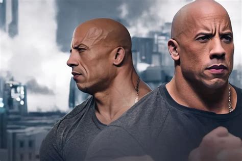 Vin Diesel As Dwayne Johnson Flexing And Yelling Lets Stable