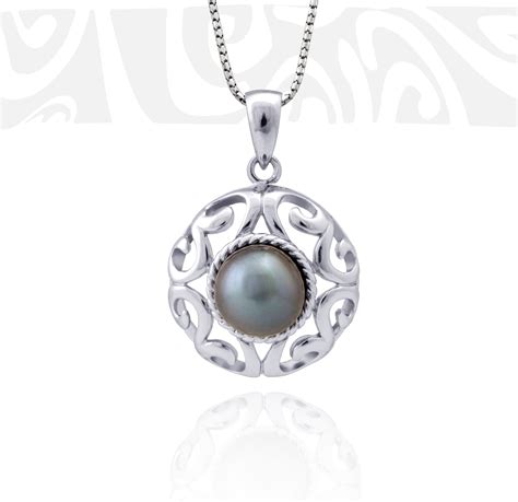 Tahitian pearl pendant in silver - Tribal Identity - PESVPE00035 ...