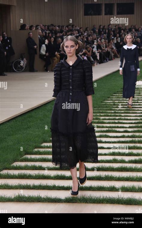 A model displays a new creation at the Chanel fashion show during the ...