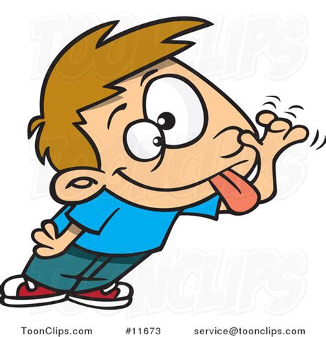 Cartoon Boy Sticking His Tongue Out And Making A Funny Face 11673 By