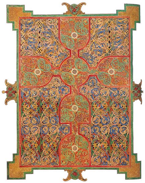 Cross Inscribed Carpet Page Lindisfarne Gospels Resnooze