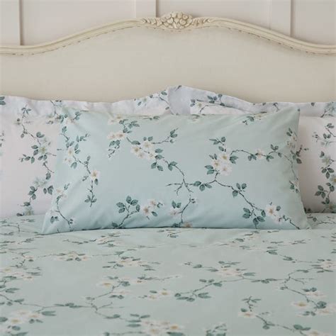 Edith Duck Egg Floral Reversible Duvet Cover And Pillowcase Set Dunelm