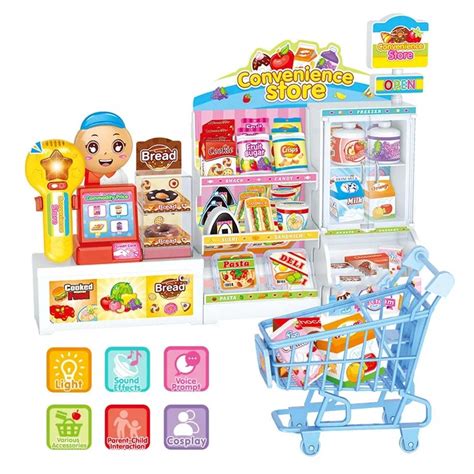 Set Supermarket De Jucarie Cu Mini Carucior De Cumparaturi Pentru