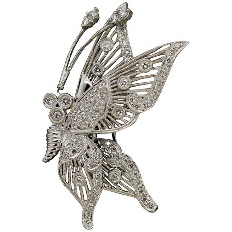 Verdura Diamond Gold Platinum Butterfly Brooch At 1stdibs