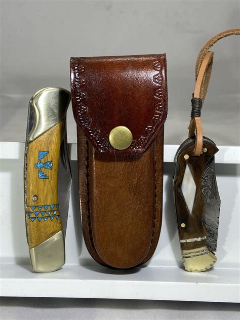 folding knife sheath  optional personalization  large lockback
