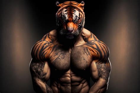 Premium Photo | A man with a tiger on his head