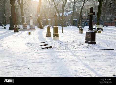 Cemetery In Winter Stock Photo Alamy