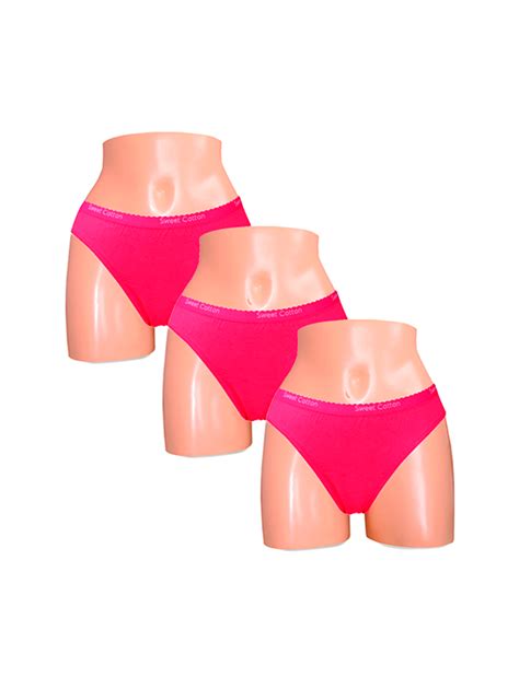 Ripley PACK X3 BIKINI ALGODÓN MUJER SWEET COTTON FUCSIA 399