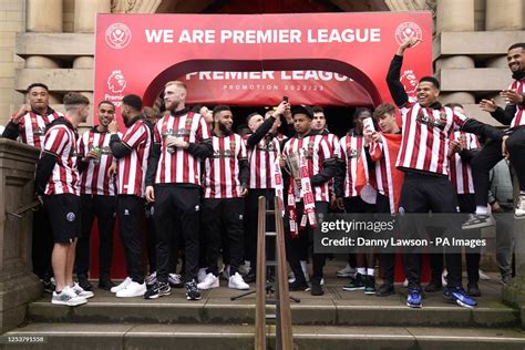 Sheffield United players during celebrations at Sheffield Town Hall ...