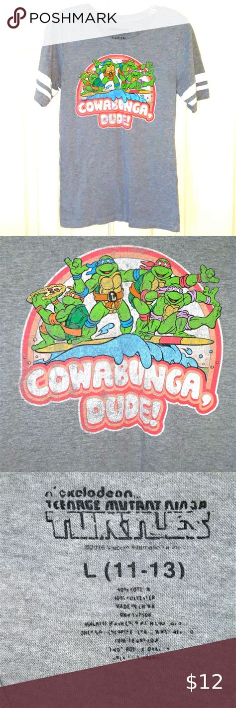 Nickelodeon TMNT Cowabunga Dude Ninja Turtles Logo Short Sleeve Shirt ...