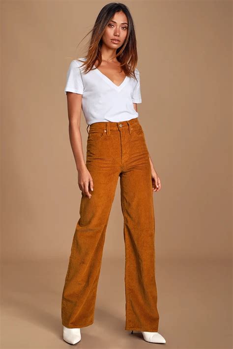 Levi S Ribcage Corduroy Orange Corduroy Pants High Rise Pants Fall