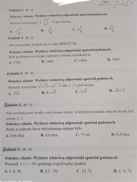 Matematyka Liceum Zadania I Odpowiedzi Question