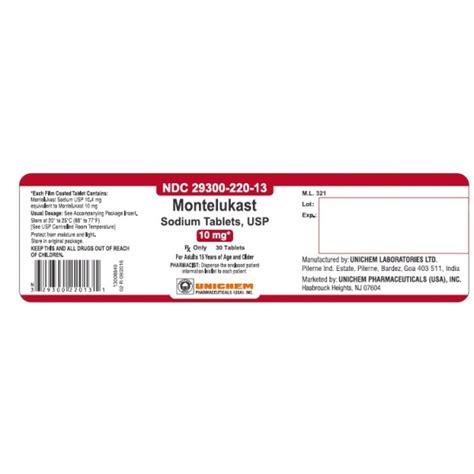 Montelukast Sodium Mg Rx Products