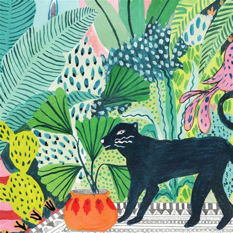 Panther Print Black Cat Botanical Print Jungle Safari Etsy Uk