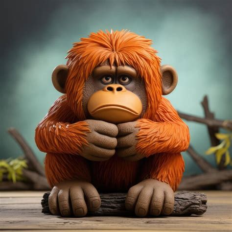 Premium Photo Orangutan Animal Character Craft With Isolated Studio