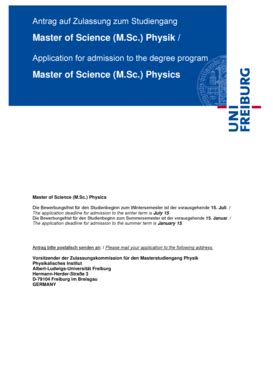 Fillable Online Master Of Science In Physics Application Form An