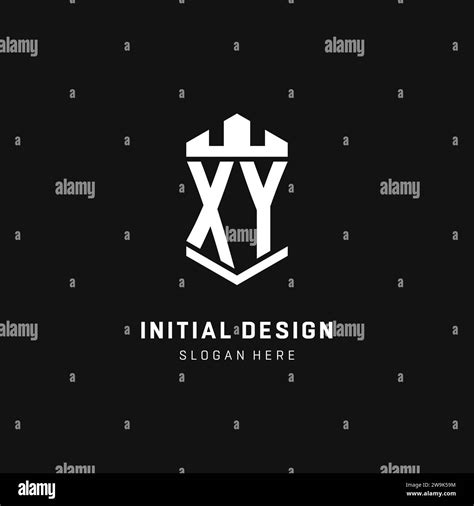 XY Monogram Logo Initial With Crown And Shield Guard Shape Style Vector