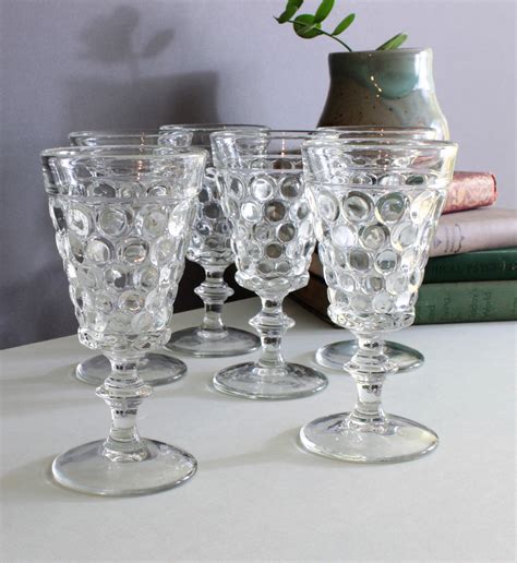 Set Of 6 Vintage Westmoreland Clear Glass Thousand Eye Pattern Etsy Clear Glass Wine