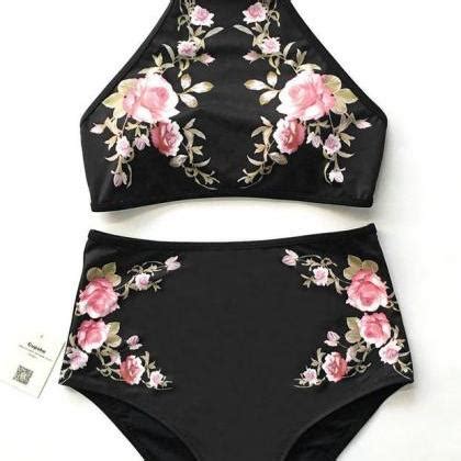 Flower Field Halter Bikini Set On Luulla