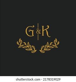 Gk Initial Monogram Wedding Creative Leaf Stock Vector Royalty Free