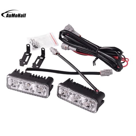 2x Super Bright 3 Led White Car Led Lights For Drl Fog Driving Lamp Kit