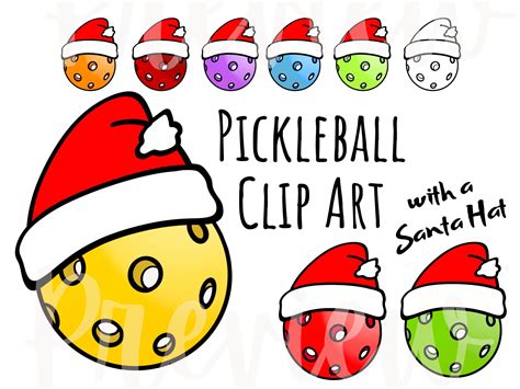 Holiday Pickleball Clip Art Bundle For Commercial Use With Png Files