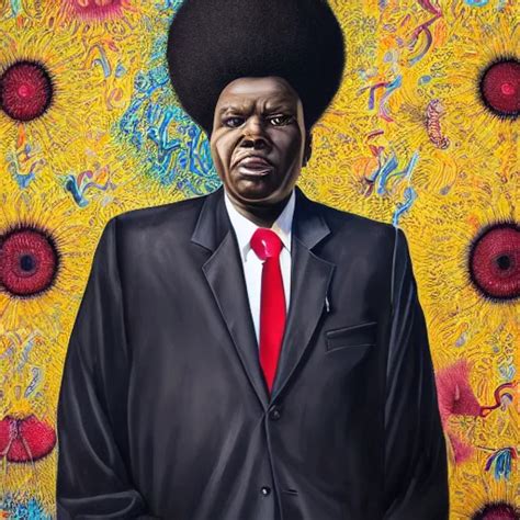 A Painting Of A Xxl Wise Elder From Kenya In A Suit Stable Diffusion