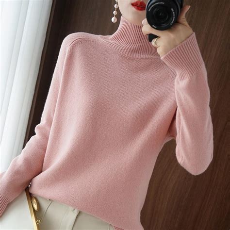 Cheap Turtleneck Cashmere Sweater Women Winter Cashmere Jumpers Knit Female Long Sleeve Thick